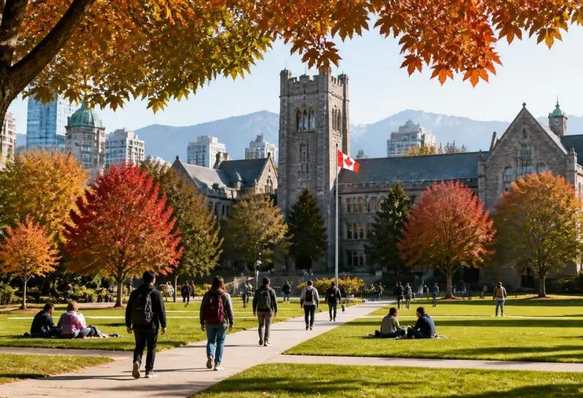 Campus de un colegio canadiense en otoño